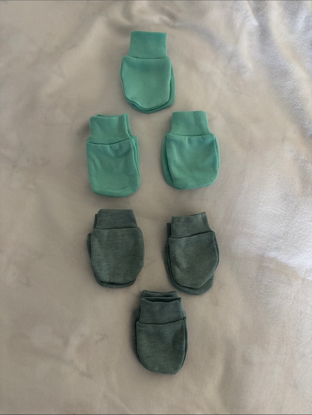 Set of Baby Preemie Mittens in Aqua and Teal